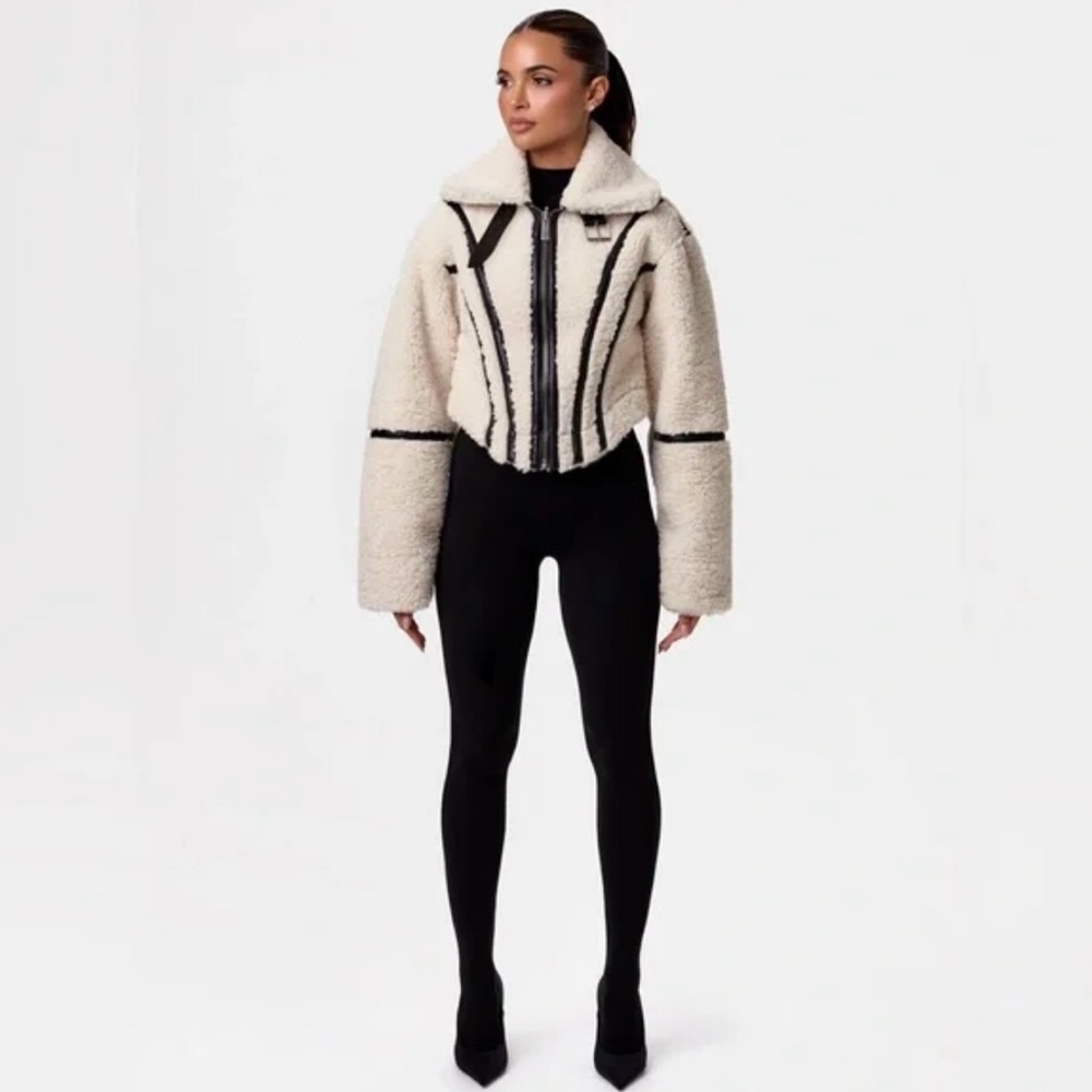 Naked Wardrobe Cream and Black Teddy Jacket
